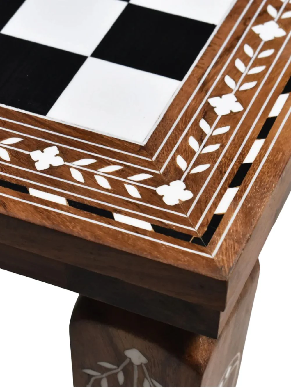 14" Wooden Chess Board Table – Library Series in Golden Rosewood & Acrylic Ivory - Image 3