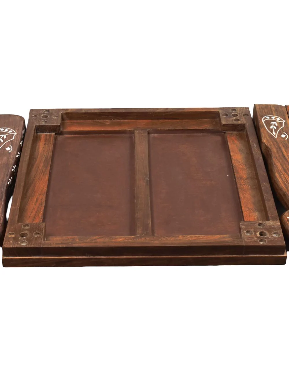 14" Wooden Chess Board Table – Library Series in Golden Rosewood & Acrylic Ivory - Image 5