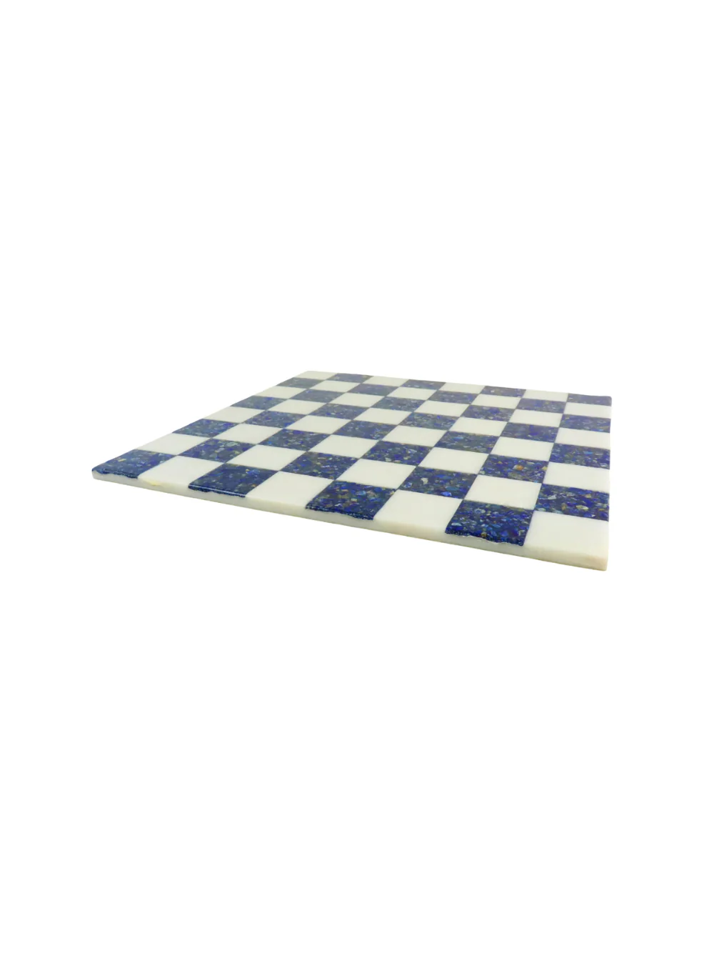 18'' Borderless Marble Stone Luxury Chess Board - Lapis lazuli Blue and White - Image 3