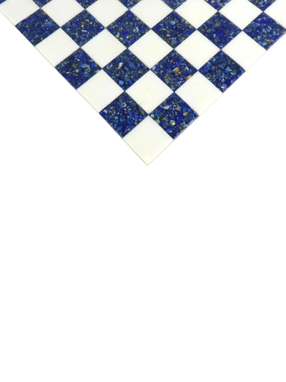 18'' Borderless Marble Stone Luxury Chess Board - Lapis lazuli Blue and White - Image 5