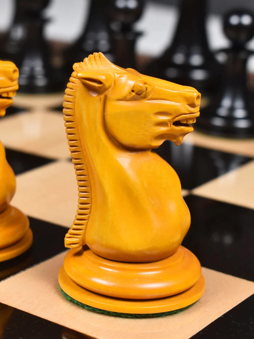 1849-50 Leuchars Cook Staunton Chess Pieces Ebony Wood & Antiqued Boxwood - 4.5" - Image 12