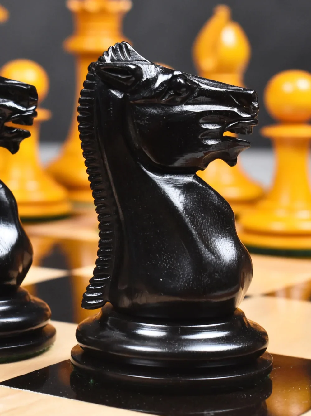 1849-50 Leuchars Cook Staunton Chess Pieces Ebony Wood & Antiqued Boxwood - 4.5" - Image 3