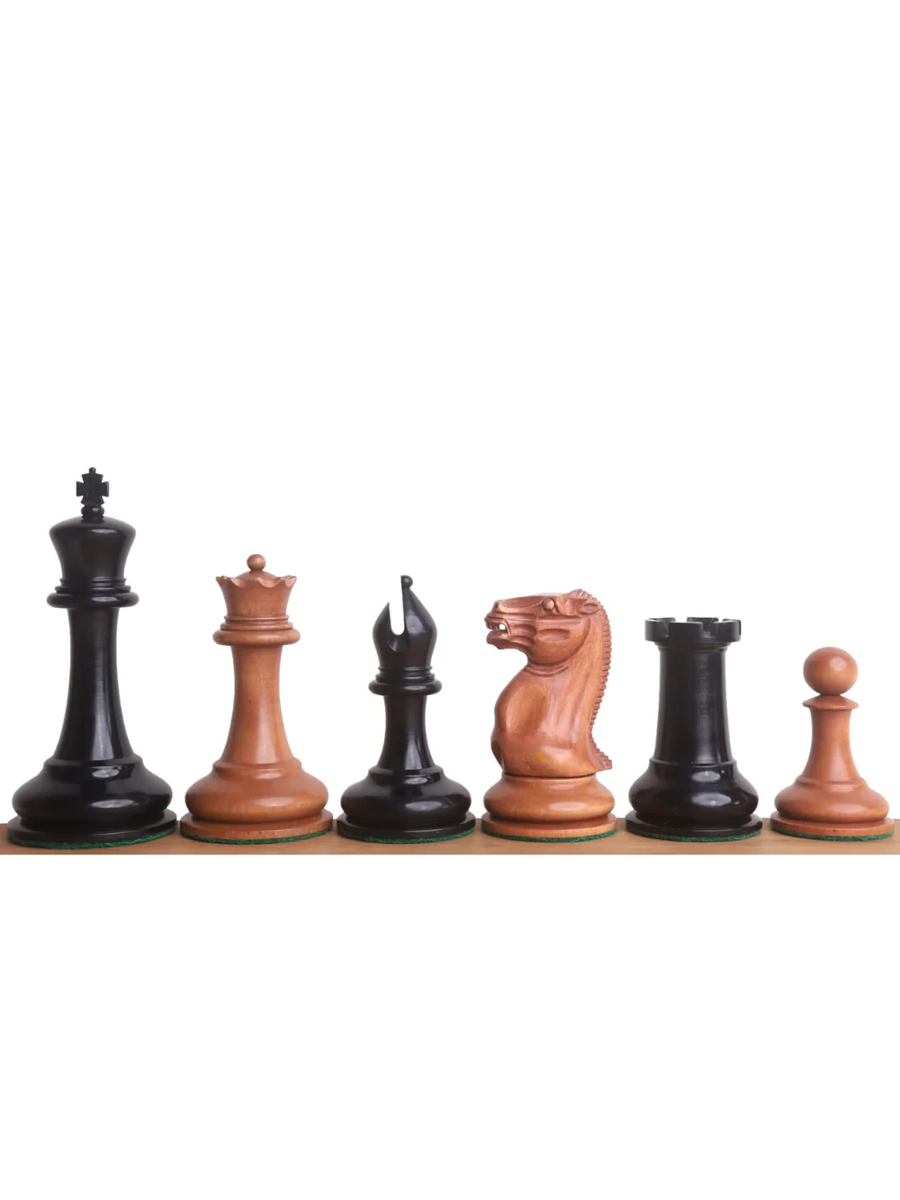 1849 Cooke Type Staunton Chess Set - Ebony Wood & Antiqued Boxwood Pieces with Board & Box - Image 5