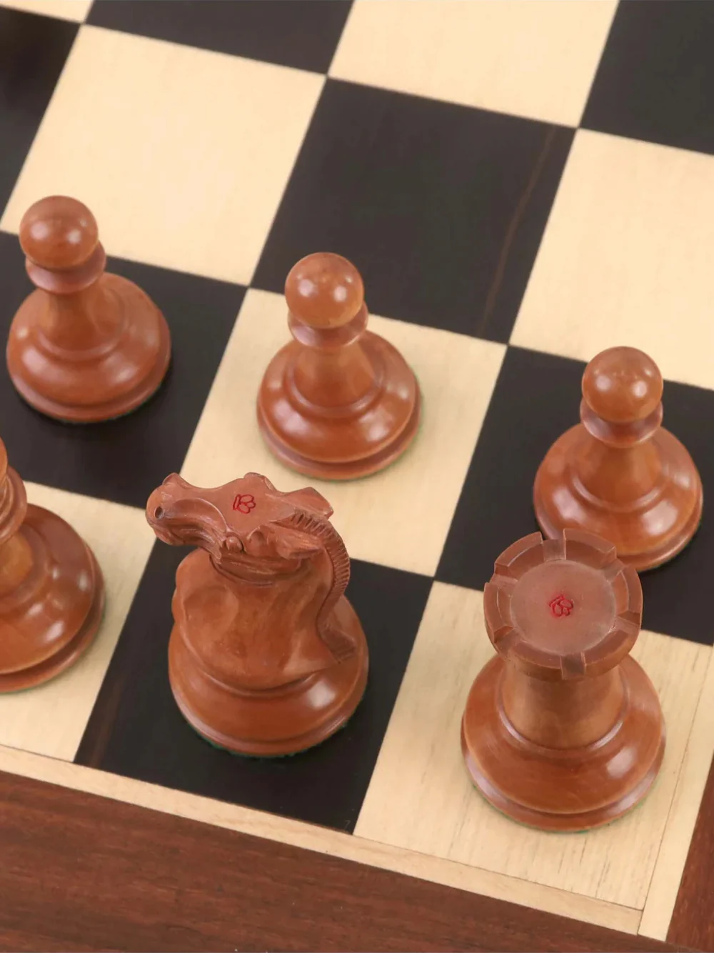 1849 Cooke Type Staunton Chess Set - Ebony Wood & Antiqued Boxwood Pieces with Board & Box - Image 8