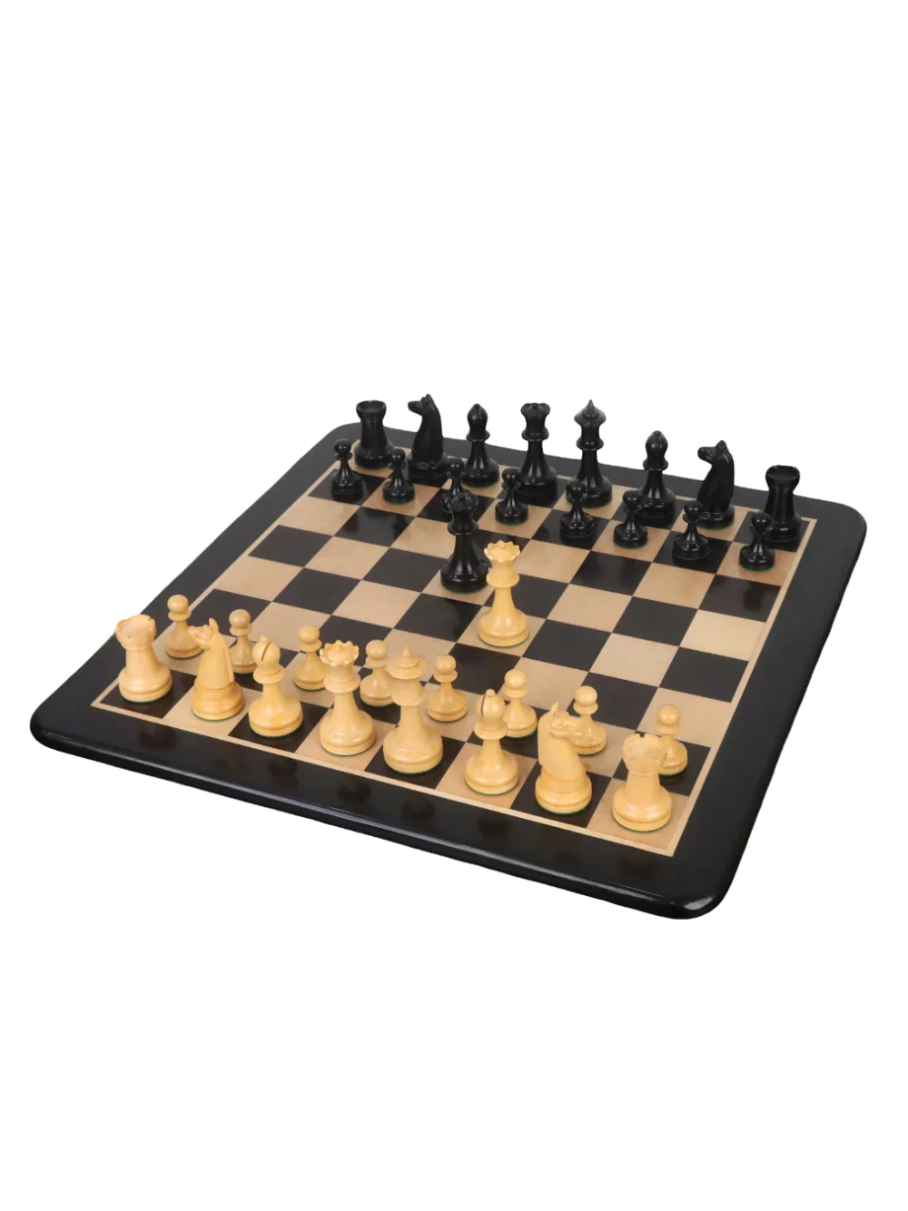 1900s' American Chess Company Reproduction Set - Ebony Wood Pieces with Board & Box - Image 3