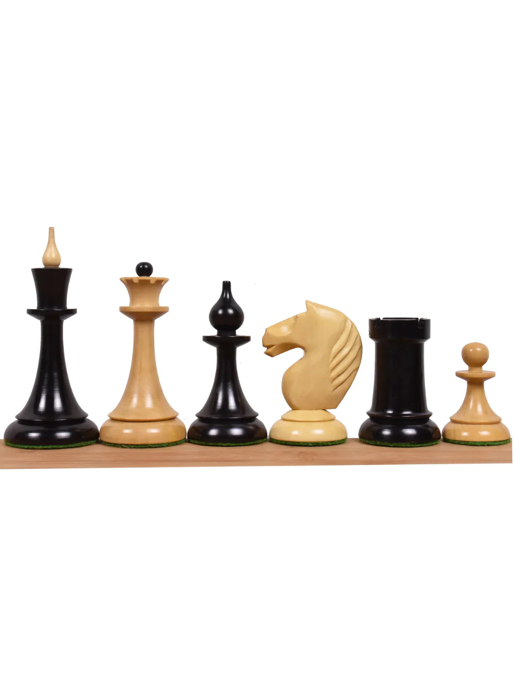 1950's Soviet Latvian Reproduced Chess Pieces Ebonised Boxwood - 4"