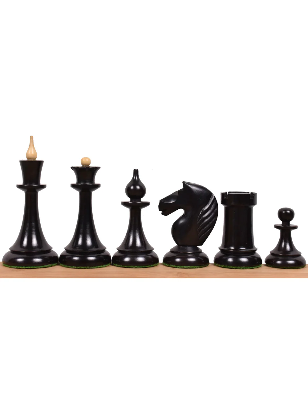 1950's Soviet Latvian Reproduced Chess Pieces Ebonised Boxwood - 4" - Image 2