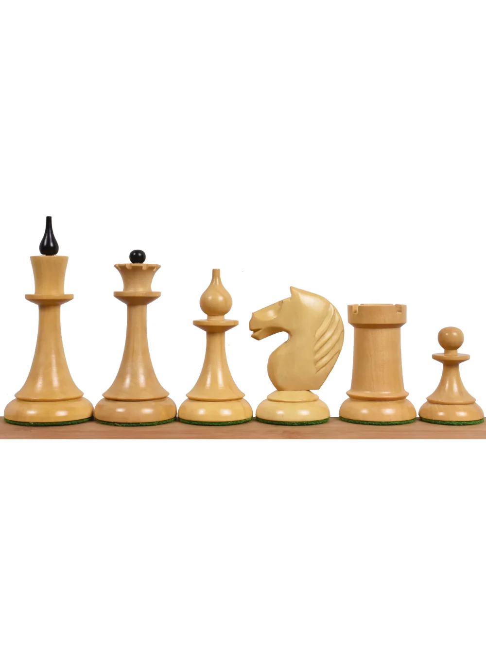 1950's Soviet Latvian Reproduced Chess Pieces Ebonised Boxwood - 4" - Image 3