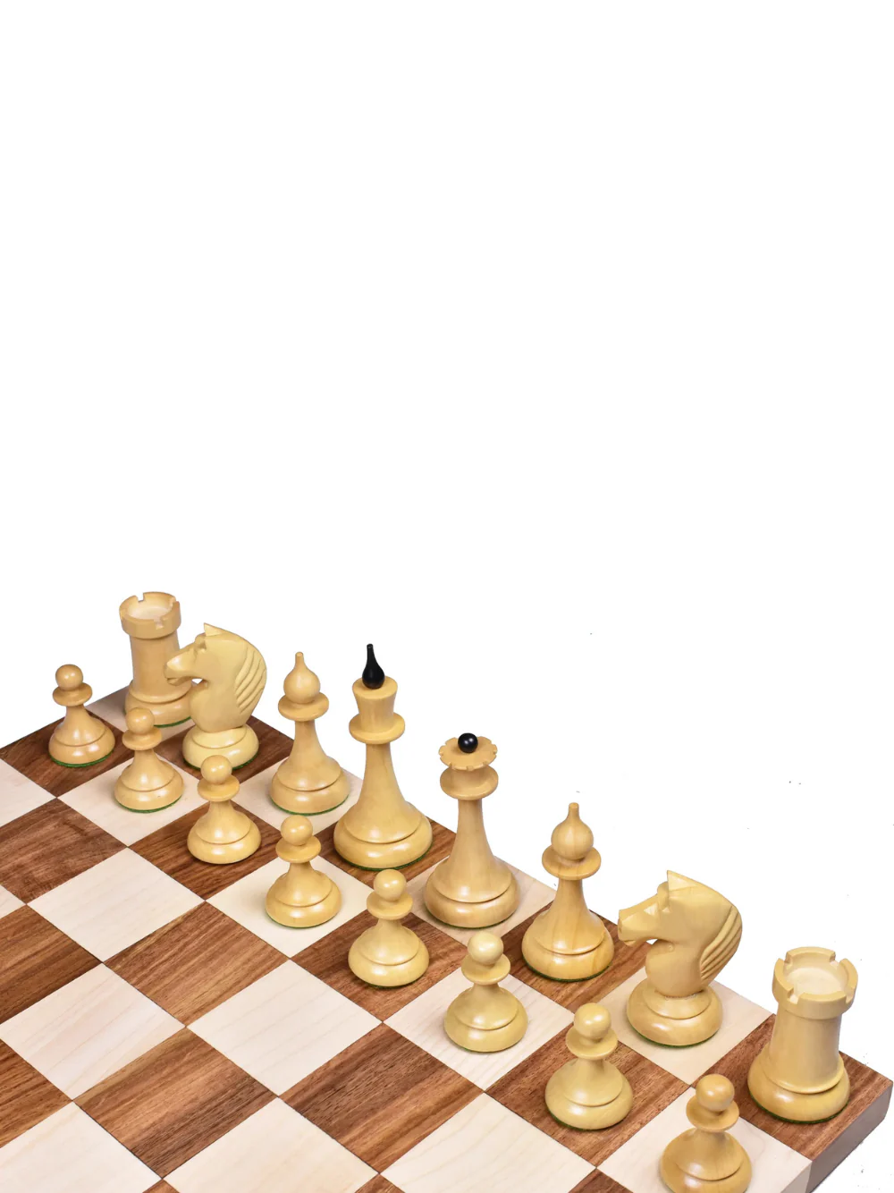 1950's Soviet Latvian Reproduced Chess Pieces Ebonised Boxwood - 4" - Image 4