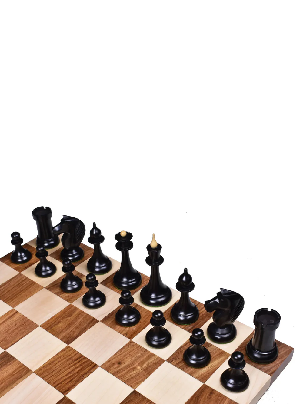 1950's Soviet Latvian Reproduced Chess Pieces Ebonised Boxwood - 4" - Image 5