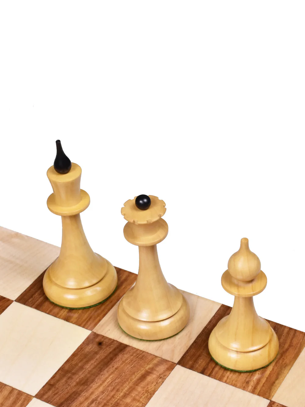 1950's Soviet Latvian Reproduced Chess Pieces Ebonised Boxwood - 4" - Image 6