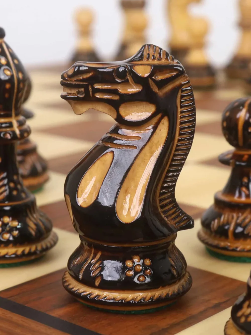 Luxury Chess Set with Velvet Storage Drawers & Gloss Finish Pieces - Image 5