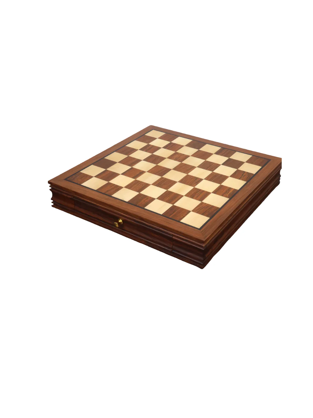 20” Luxury Chess Board with Velvet Storage Drawers - Golden Rosewood - Image 2
