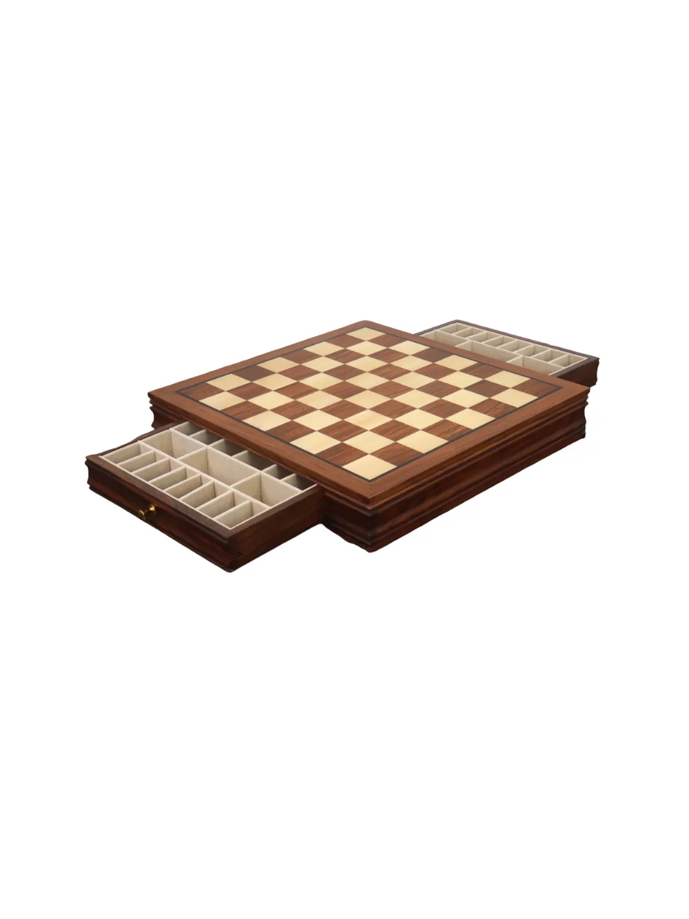 20” Luxury Chess Board with Velvet Storage Drawers - Golden Rosewood - Image 6