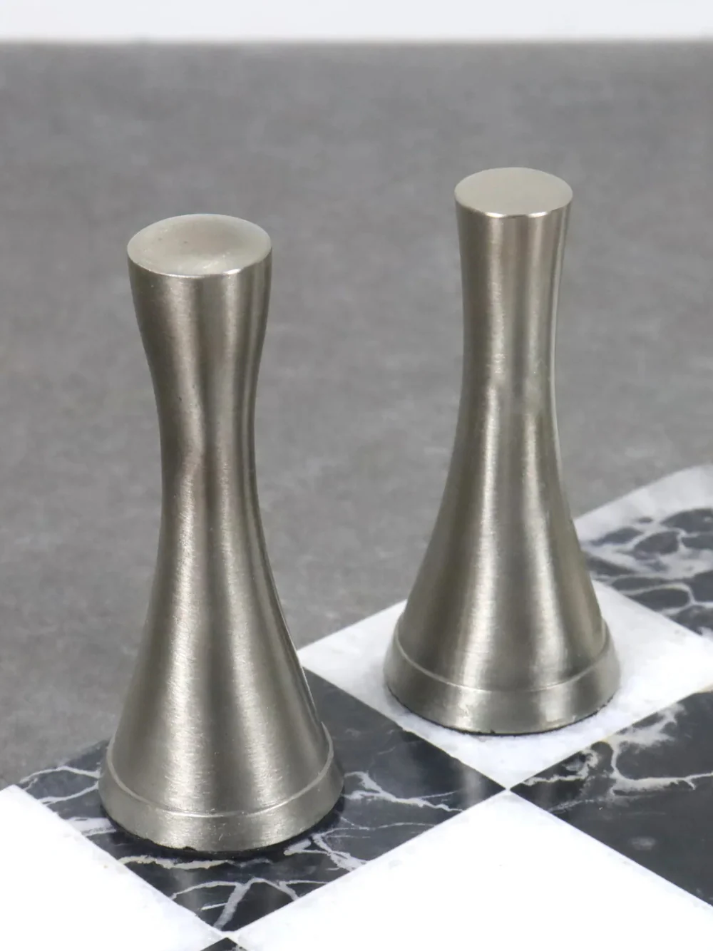 3.1" Tower Series Brass Metal Luxury Chess Pieces Only Set - Silver & Antique - Image 4
