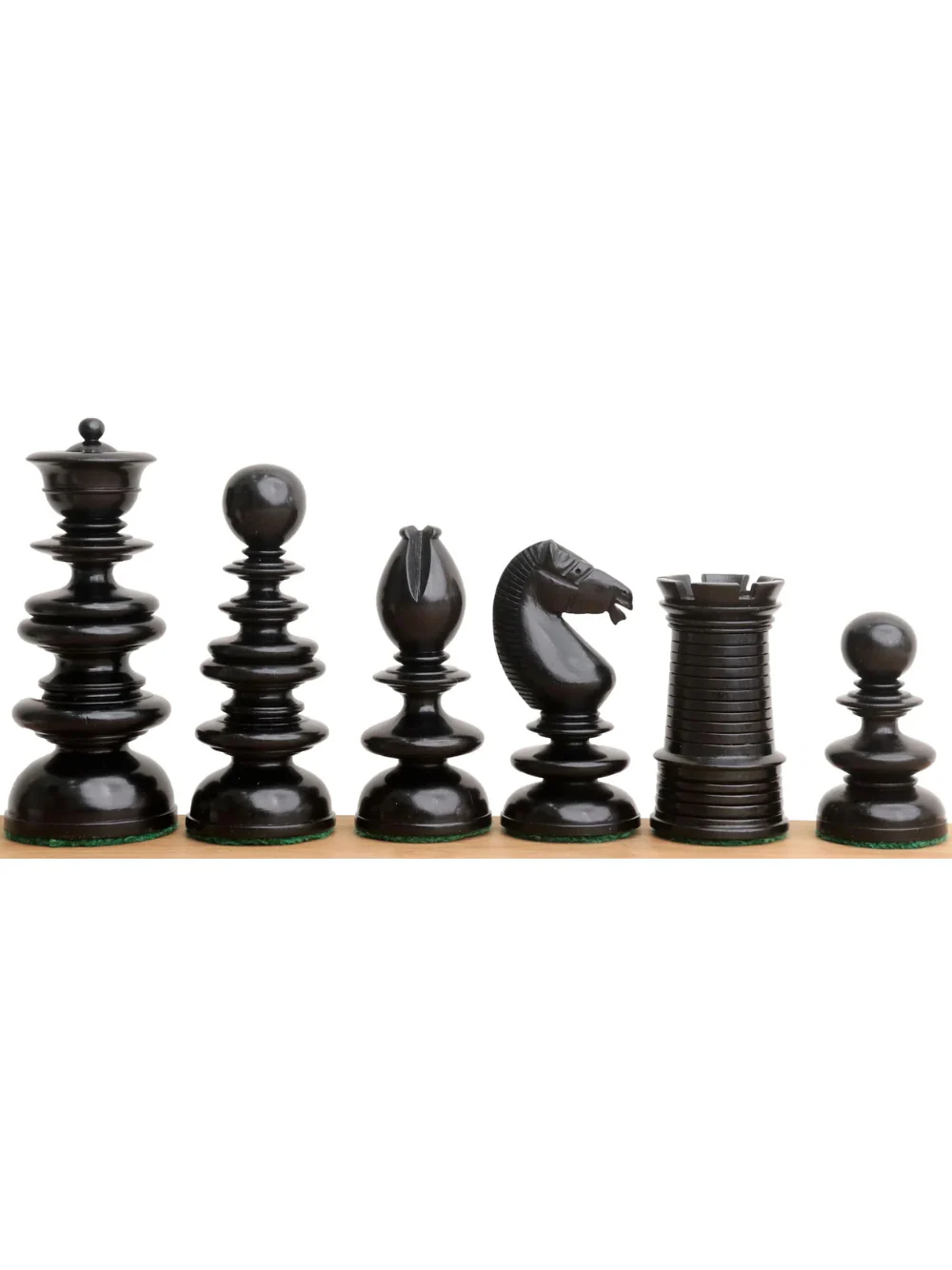 3.3" St. John Pre-Staunton Ebony Wood & Antique Calvert Chess Pieces - Image 3