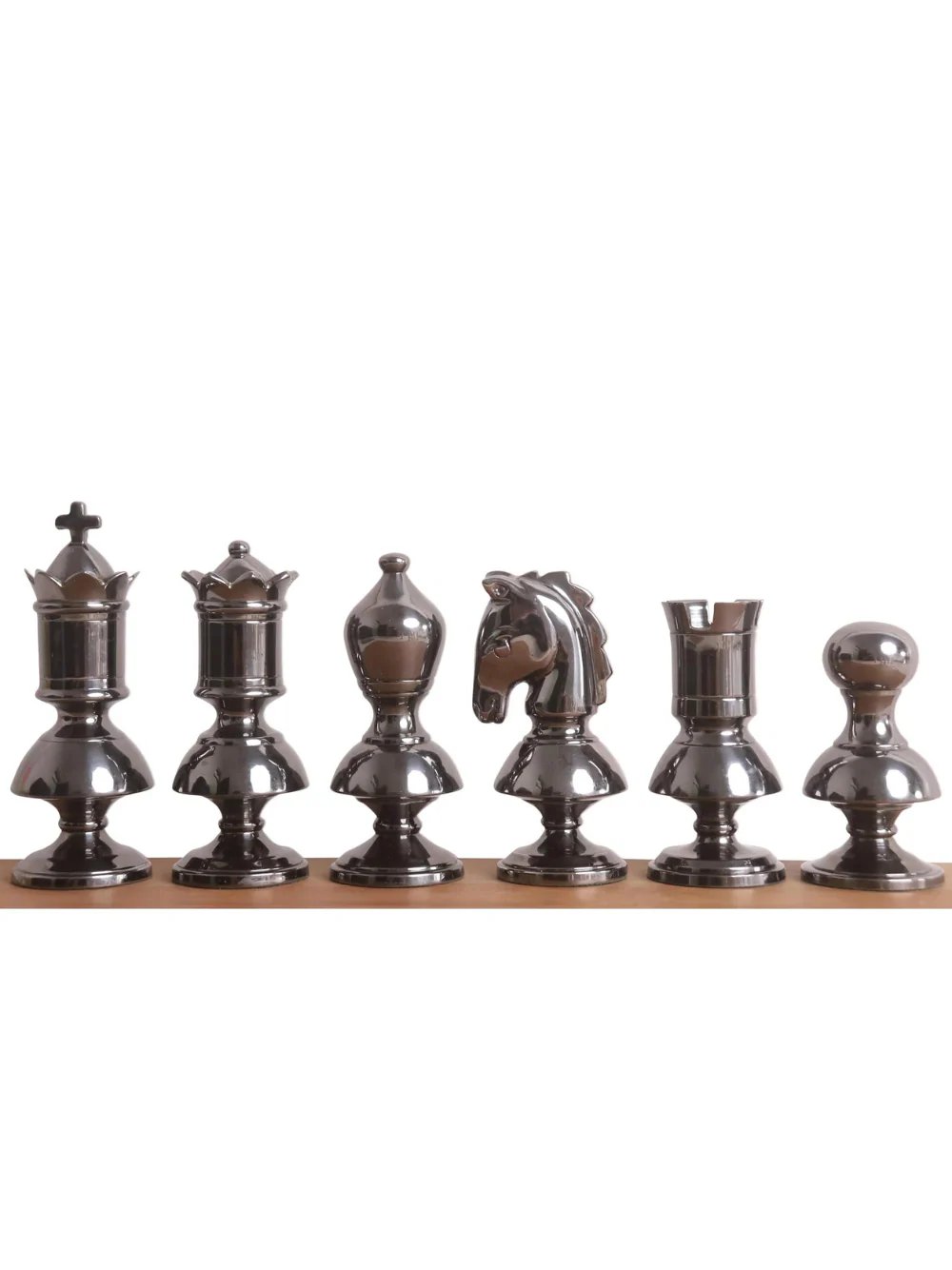 3.4" Victorian Series Brass Metal Luxury Chess Set - Pieces Only - Metallic Gold & Grey - Image 2