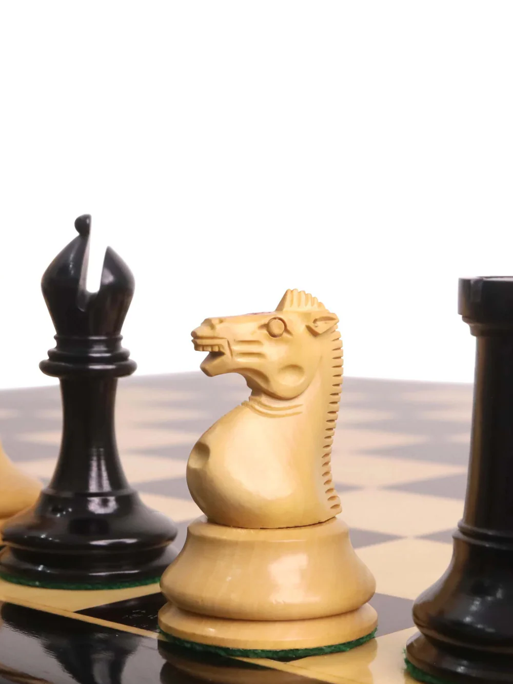 3.5" Circa 1856 Anderssen Dropjaw Staunton Chess Pieces Ebony & Boxwood - Image 3