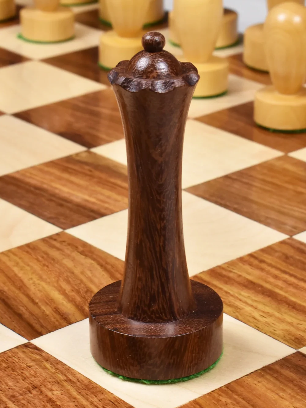 3.9″ Berliner Modern Minimalist Chess Pieces - Weighted Golden Rosewood - Image 7