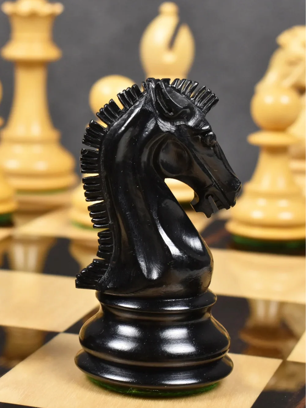 3.9" Craftsman Series Staunton Chess Pieces Double Weighted Ebony Wood - Image 7