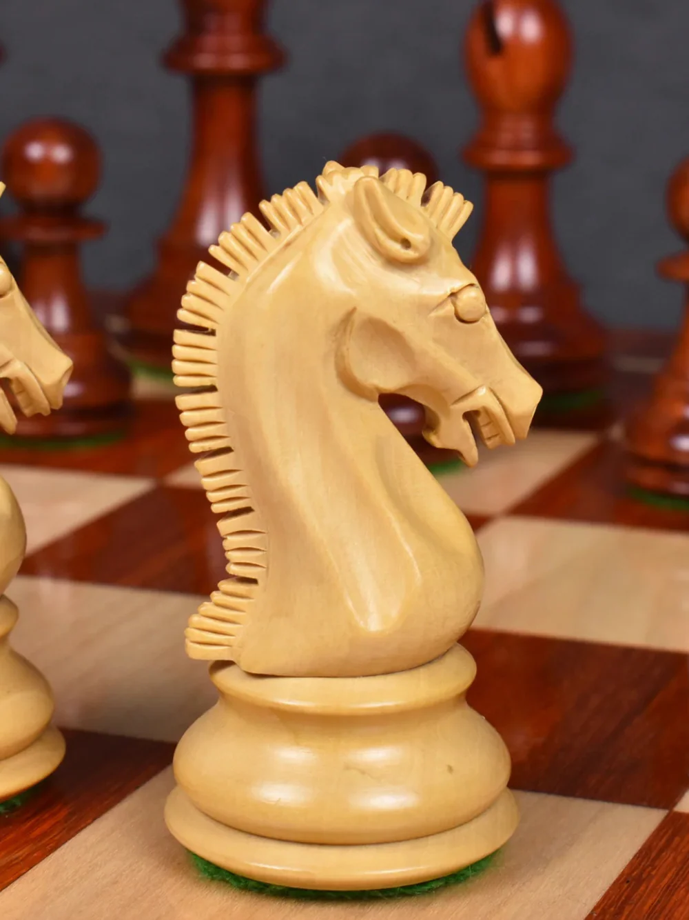 3.9" Craftsman Staunton Chess Pieces Double Weighted Bud Rosewood - Image 7