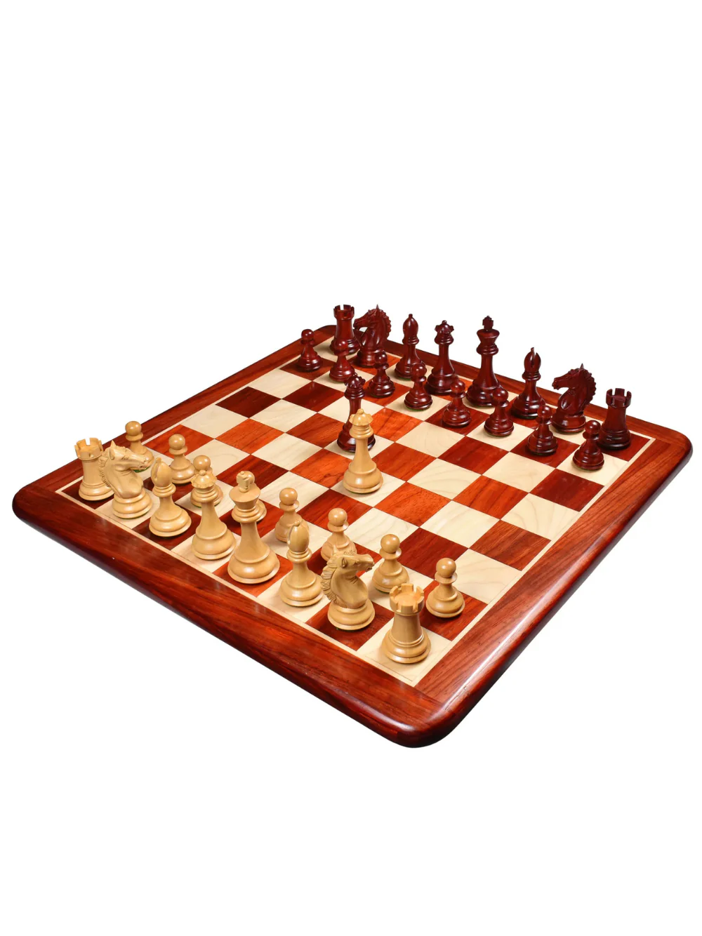 3.9" Exclusive Alban Staunton Chess Set - Bud Rosewood Pieces with Board & Box - Image 6