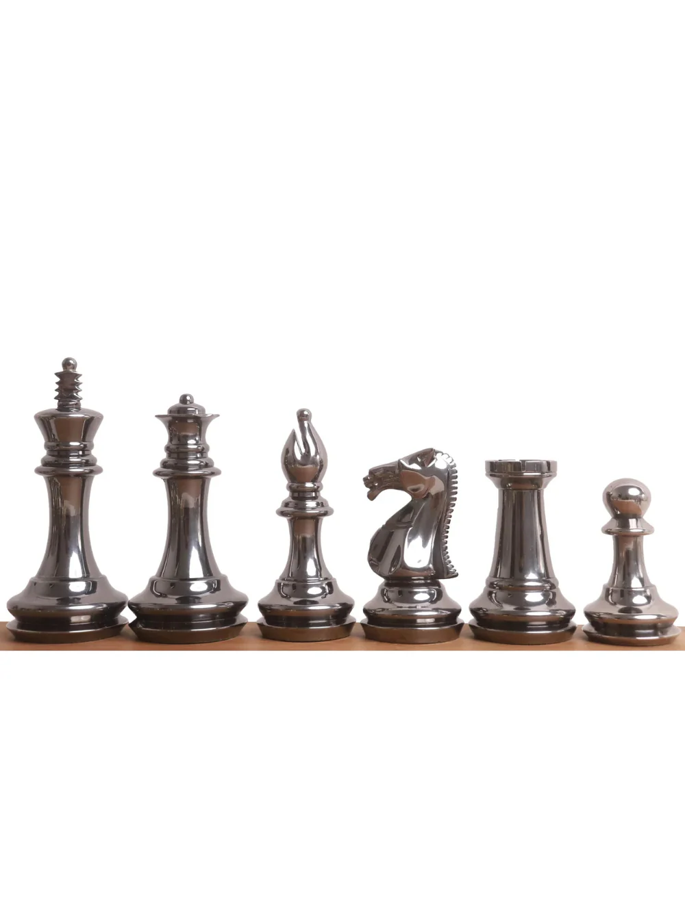 3.9" Fierce Knight Series Brass Metal Luxury Chess Set - Pieces Only - Metallic Gold & Grey - Image 3