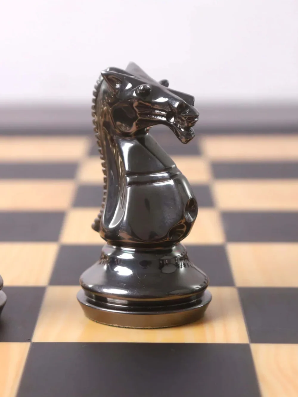 3.9" Fierce Knight Series Brass Metal Luxury Chess Set - Pieces Only - Metallic Gold & Grey - Image 4