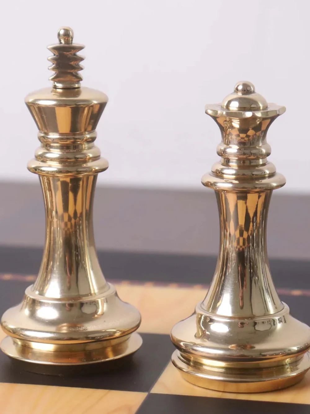 3.9" Fierce Knight Series Brass Metal Luxury Chess Set - Pieces Only - Metallic Gold & Grey - Image 6