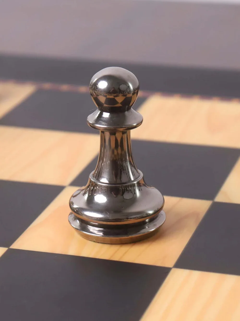3.9" Fierce Knight Series Brass Metal Luxury Chess Set - Pieces Only - Metallic Gold & Grey - Image 8