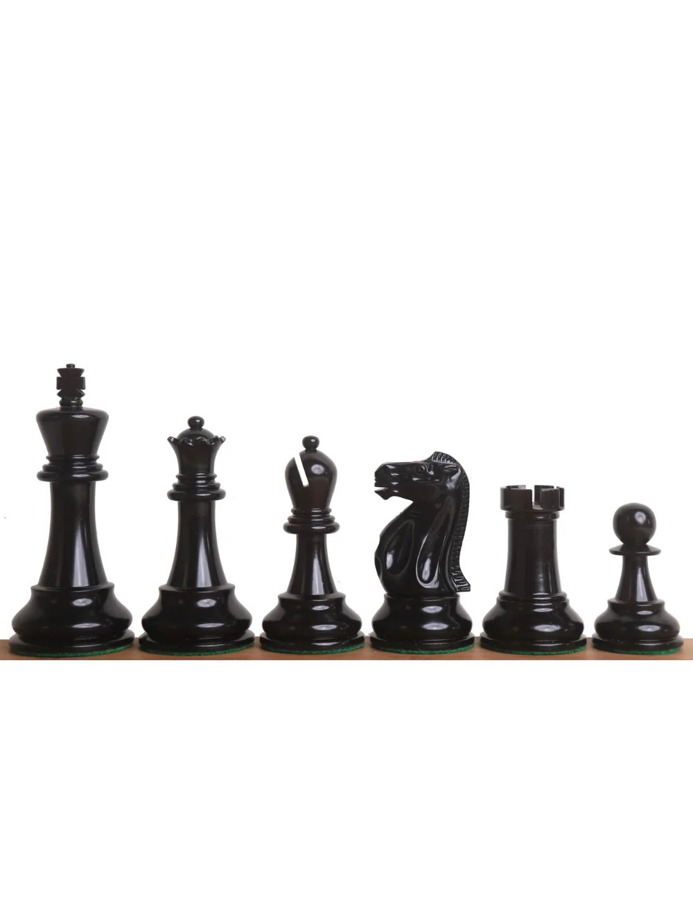 3.9" Lessing Staunton Chess Set - Ebony Wood & Antiqued Lacquered Boxwood Pieces with Board & Box - Image 4