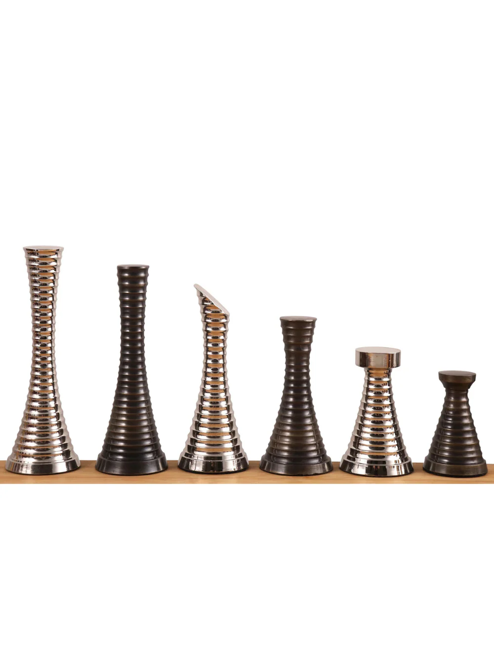 3.9" Modern Brass Metal Luxury Chess Set - Chess Pieces Only - Silver & Antique chessmen