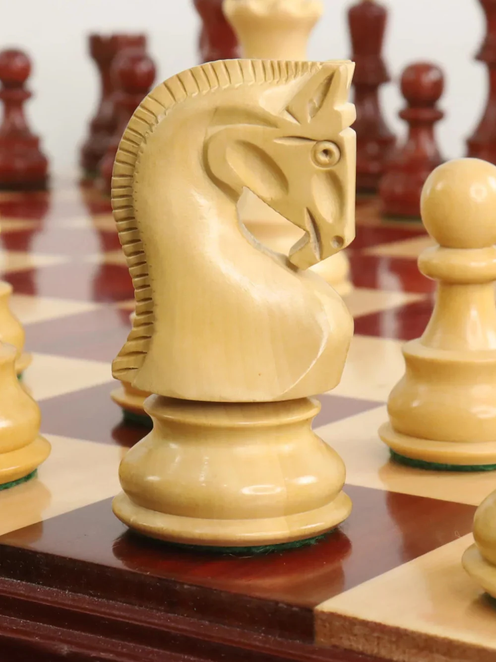 3.9" Russian Zagreb 59' Chess Pieces Double Weighted Bud Rose Wood - Image 4