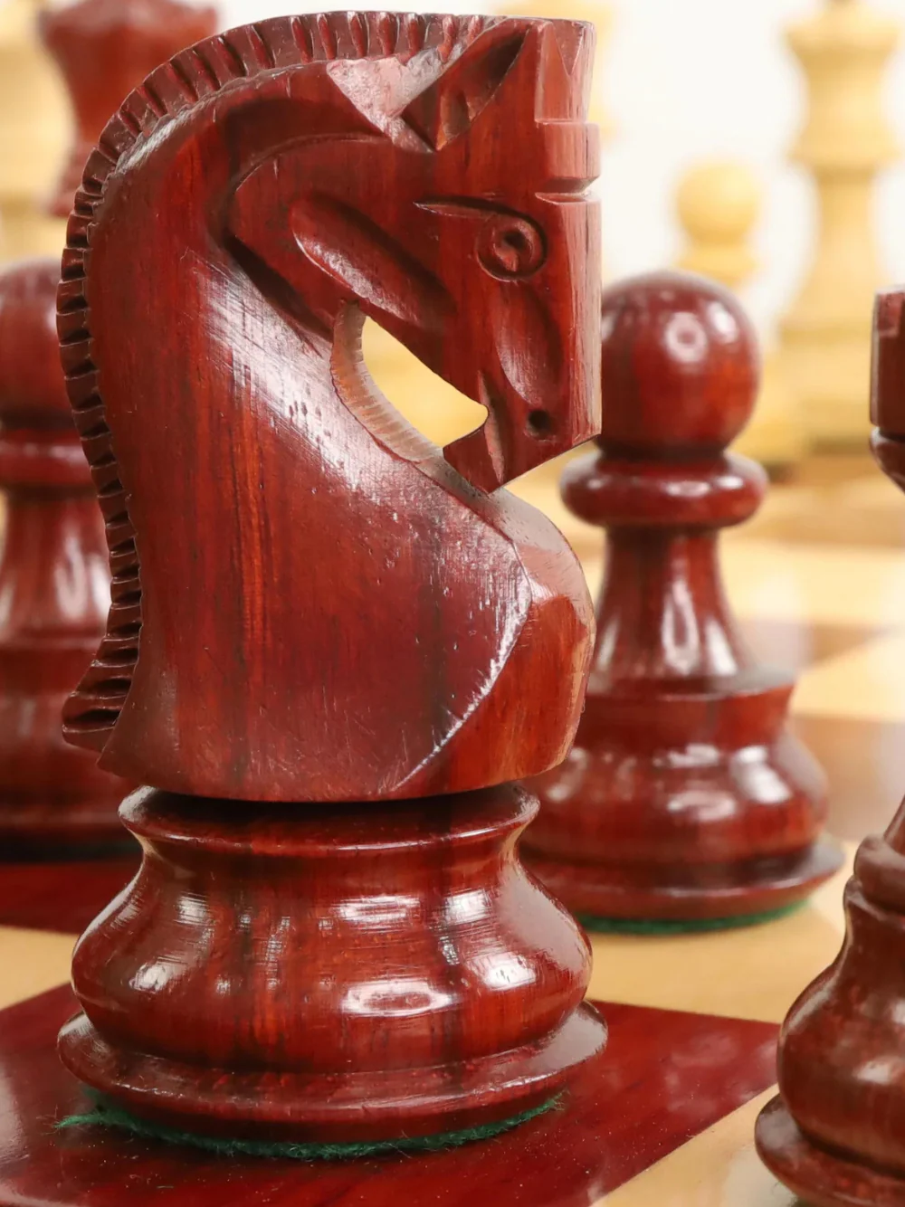 3.9" Russian Zagreb 59' Chess Pieces Double Weighted Bud Rose Wood - Image 5