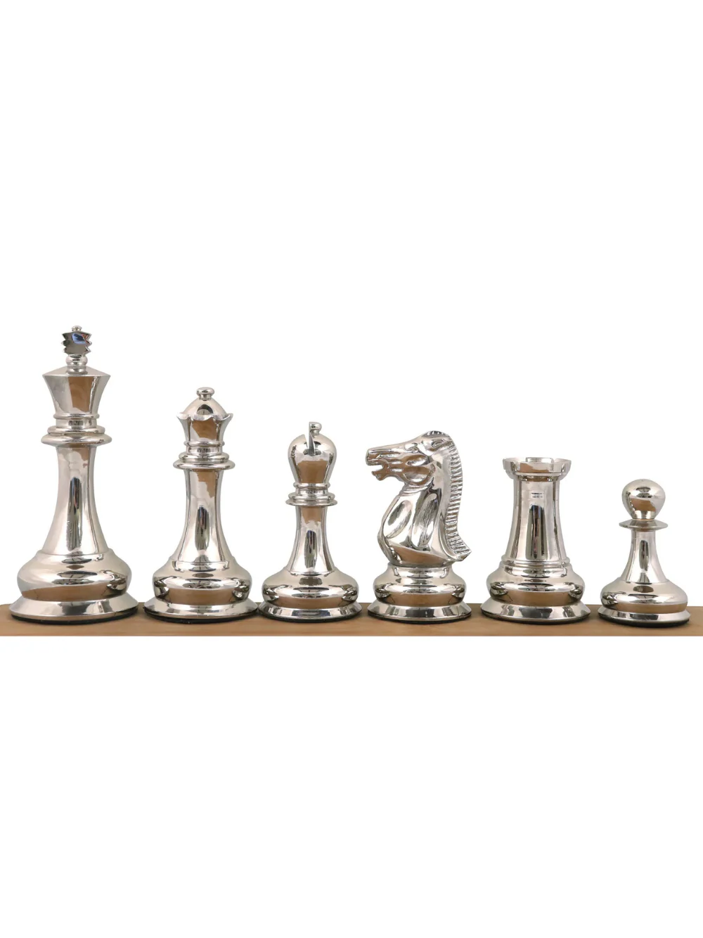 4.5" Jacques Staunton 1849 - Luxury Brass Metal Chess Pieces Only Set - Silver & Grey- Extra Queens - Image 2