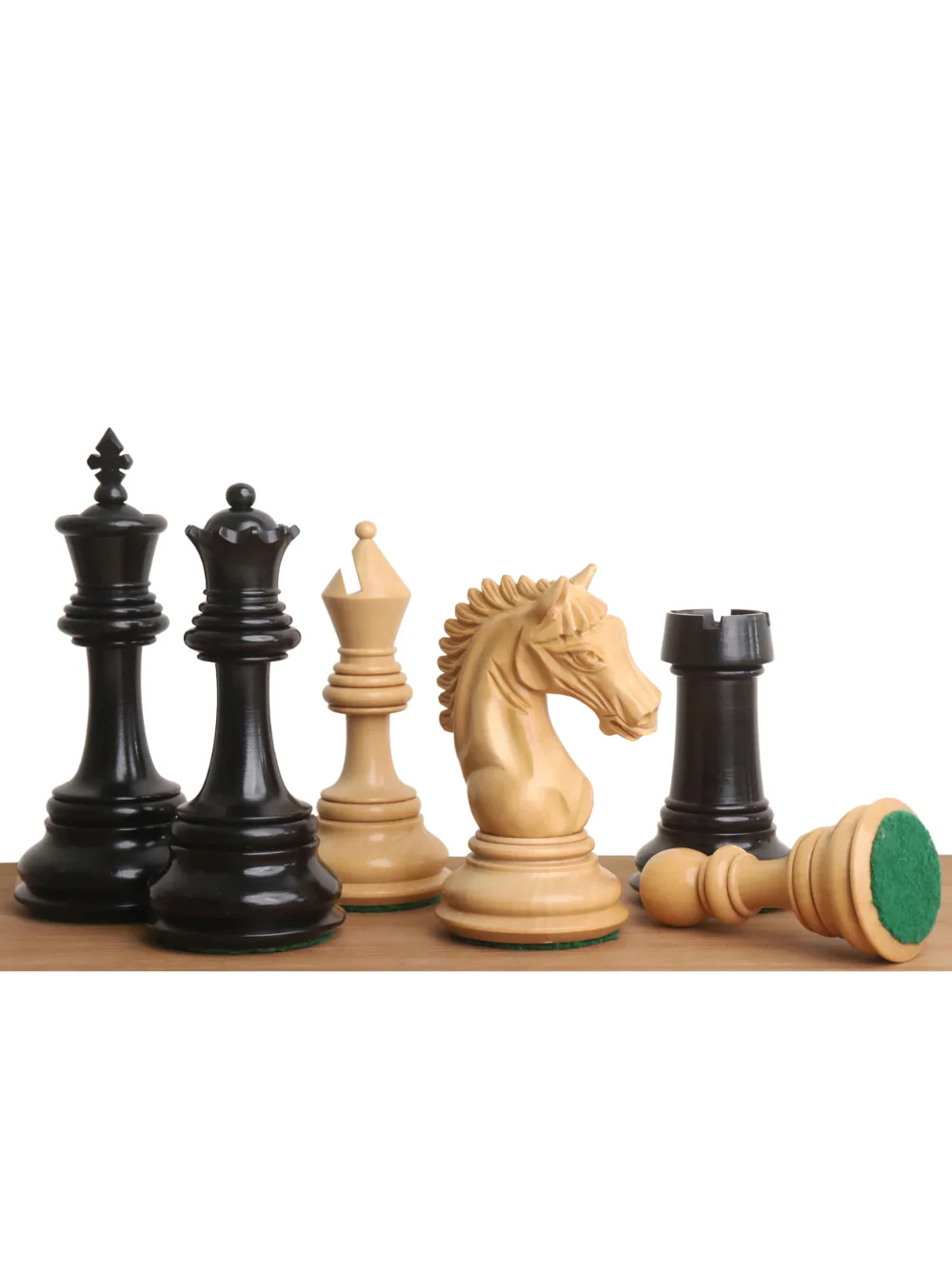 4.5" Tilted Knight Luxury Staunton Chess Pieces Ebony Wood & Boxwood - Image 2