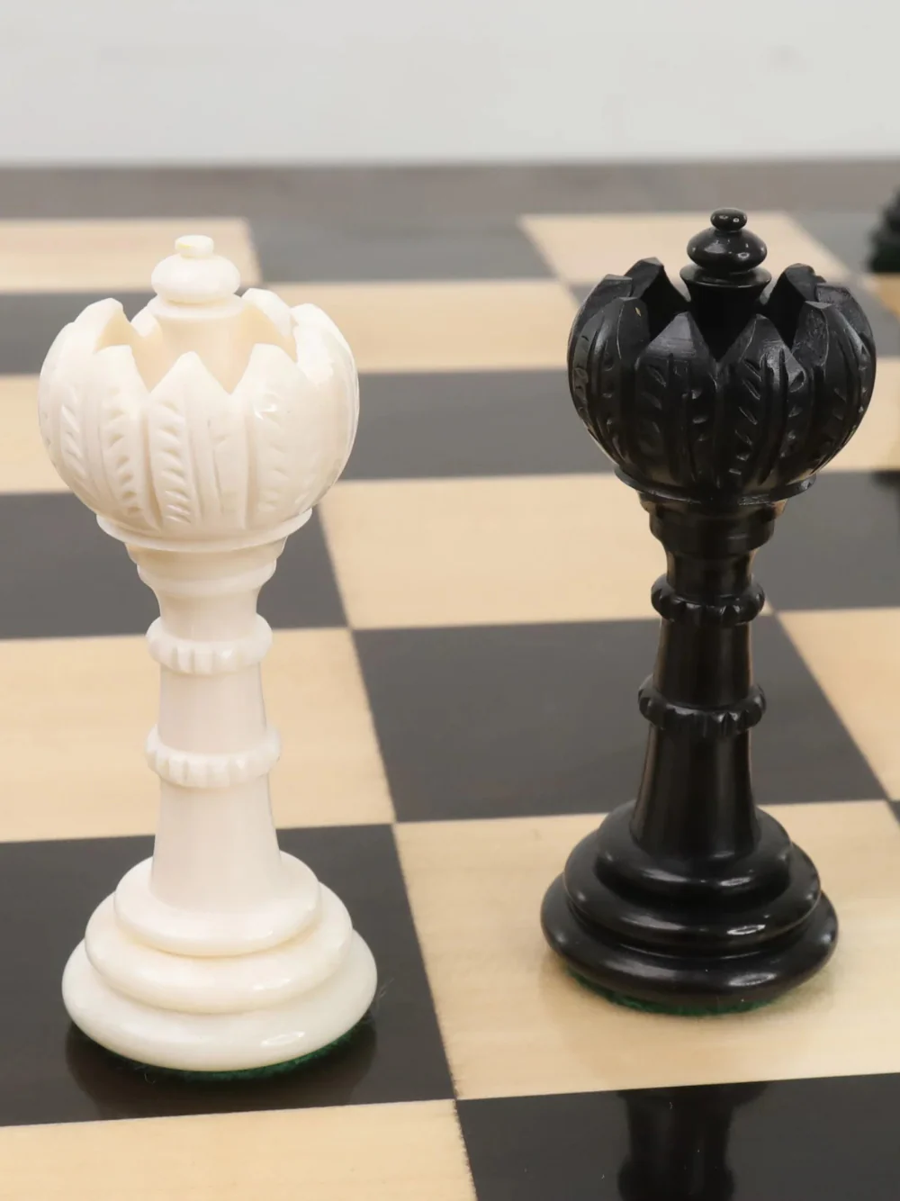 4.6″ Turkish Tower Pre-Staunton Chess Set - Chess Pieces Only - Black & White Camel Bone - Image 6