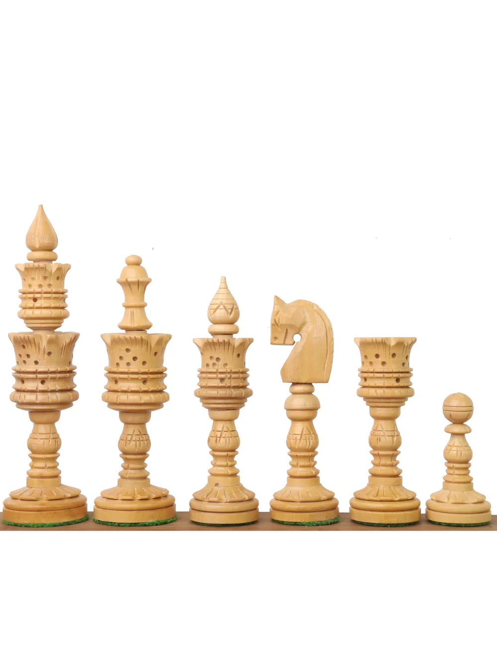 4.7" Hand Carved Lotus Series Chess Set - Chess Pieces Only in Weighted Ebony Wood - Image 3