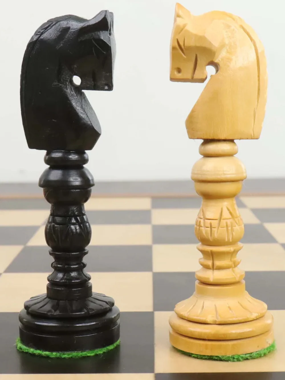4.7" Hand Carved Lotus Series Chess Set - Chess Pieces Only in Weighted Ebony Wood - Image 5