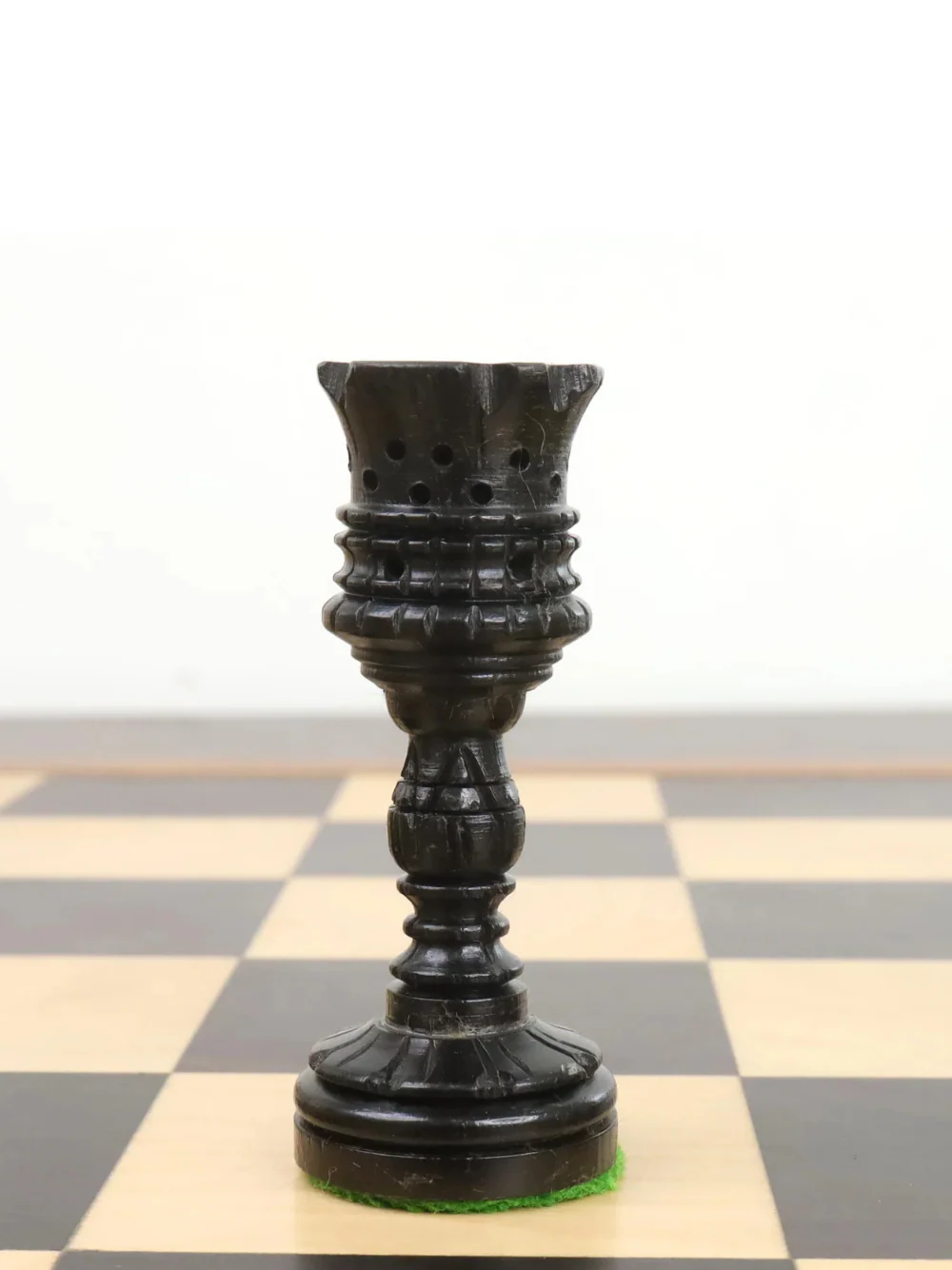4.7" Hand Carved Lotus Series Chess Set - Chess Pieces Only in Weighted Ebony Wood - Image 6