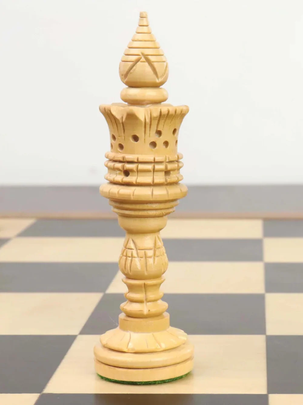 4.7" Hand Carved Lotus Series Chess Set - Chess Pieces Only in Weighted Ebony Wood - Image 7
