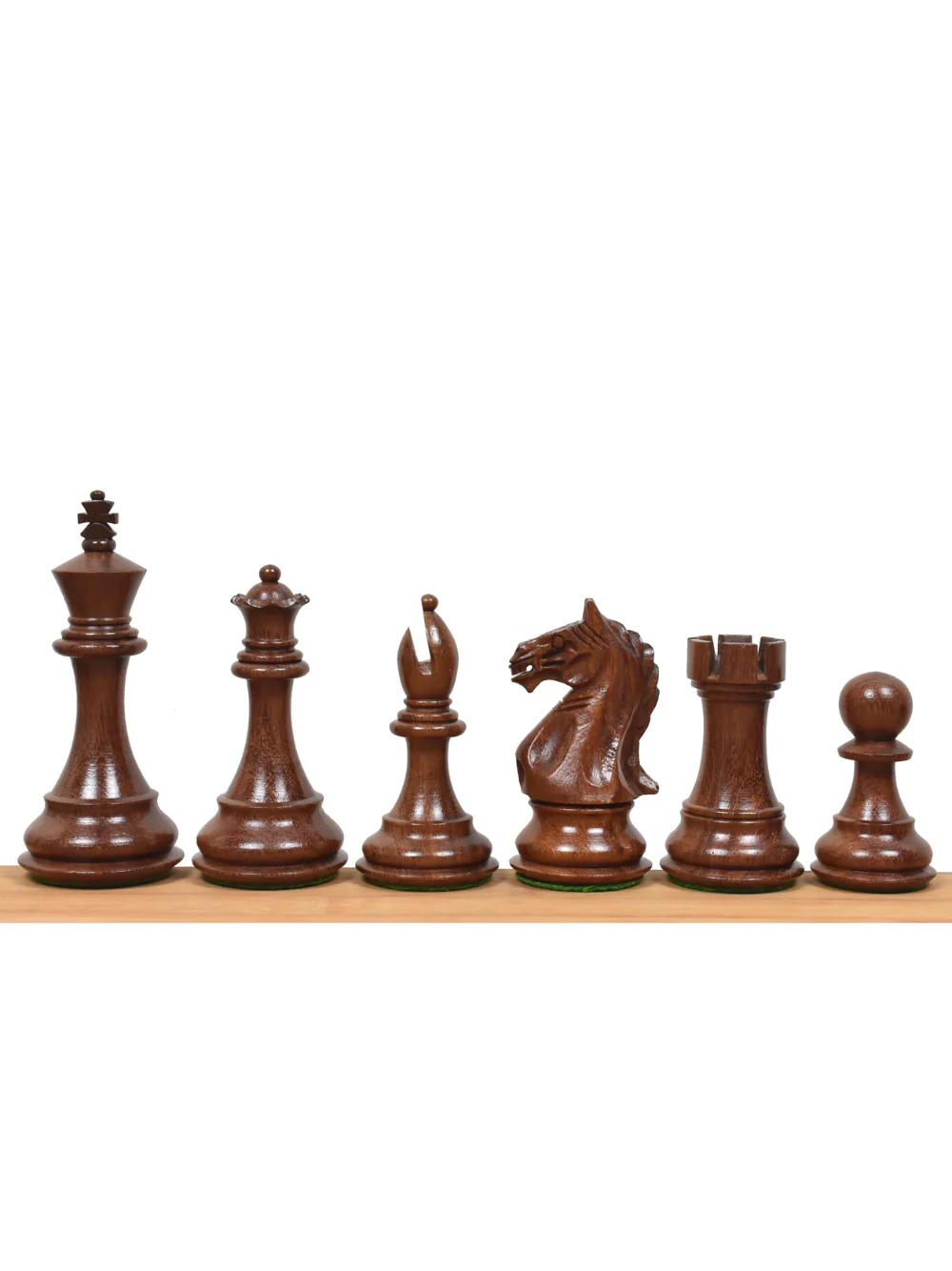 Fierce Knight Golden Rosewood & Boxwood Staunton Chess Pieces - 4" King - Image 3