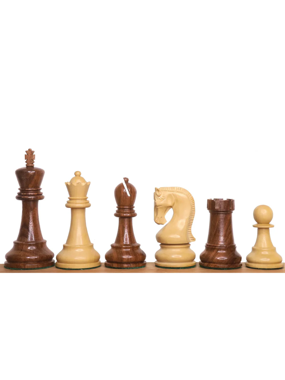 4" Leningrad Staunton Chess Set - Golden Rosewood Pieces with Board & Box - Image 3