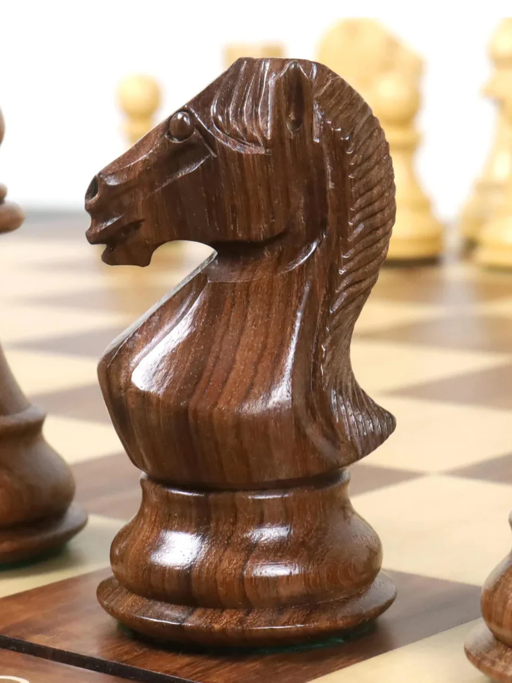 4" Majestic Series Staunton Chess Set - Chess Pieces Only - Double Weighted Golden Rosewood - Image 3
