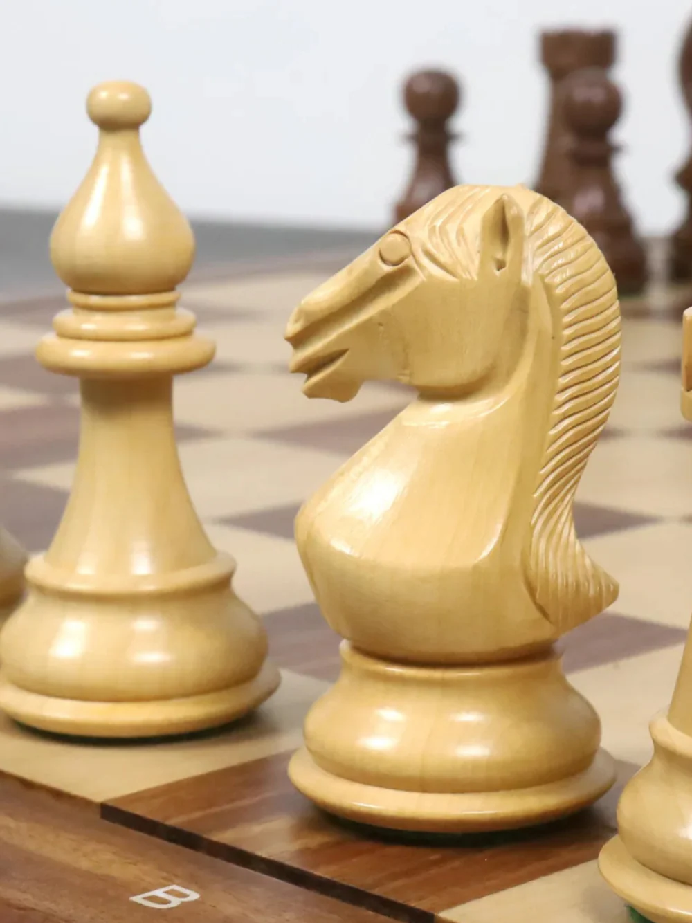 4" Majestic Series Staunton Chess Set - Chess Pieces Only - Double Weighted Golden Rosewood - Image 4