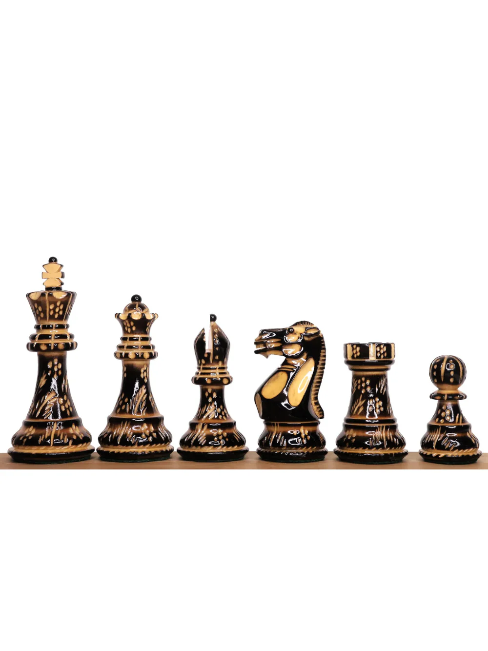 4" Professional Staunton Chess Set - Lacquered Burnt Boxwood Pieces with Board & Box - Image 5