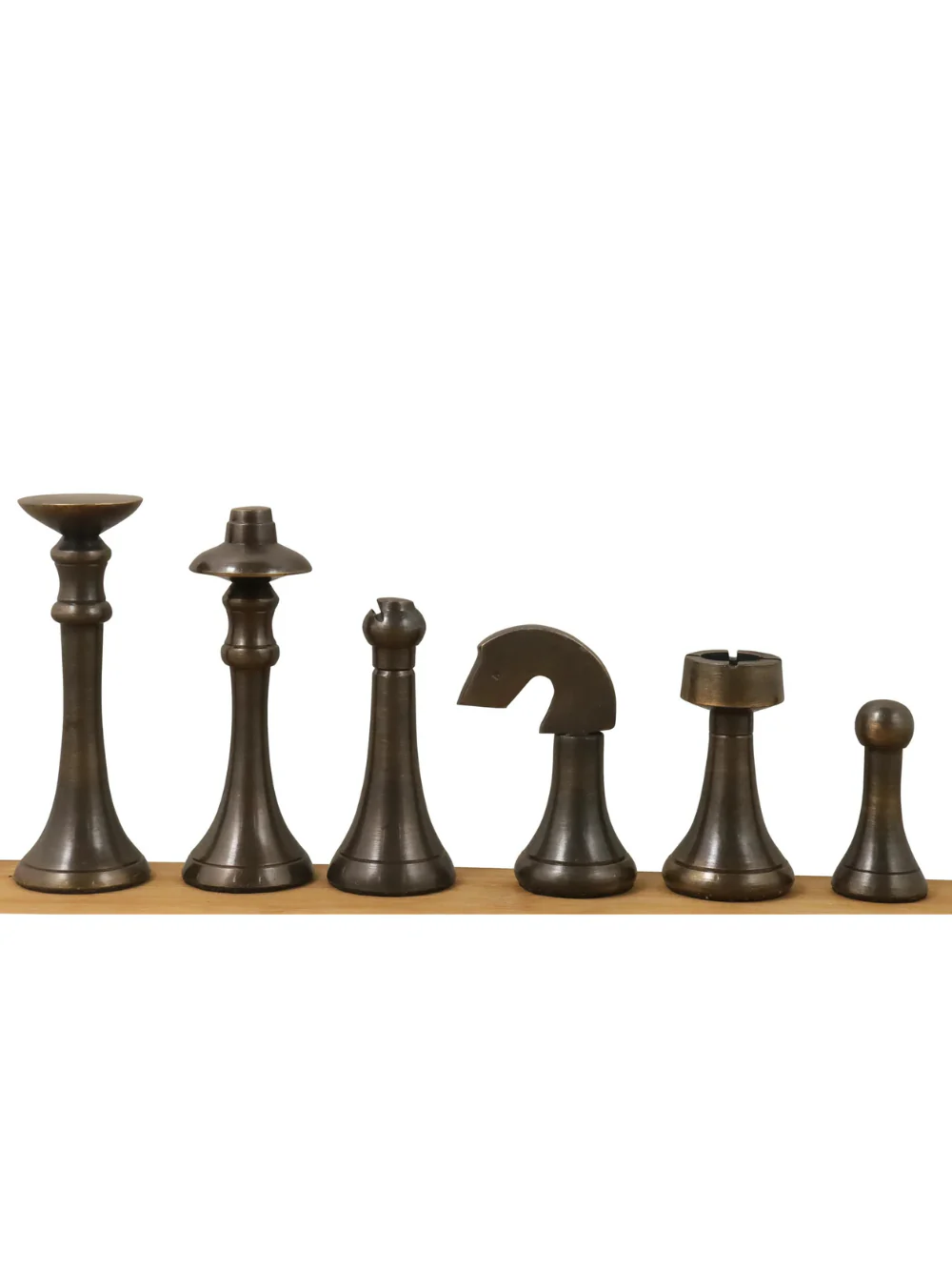 3.9" Brass Contemporary Tower Chess Pieces & 15" Ebony Board Chess Set - Image 3