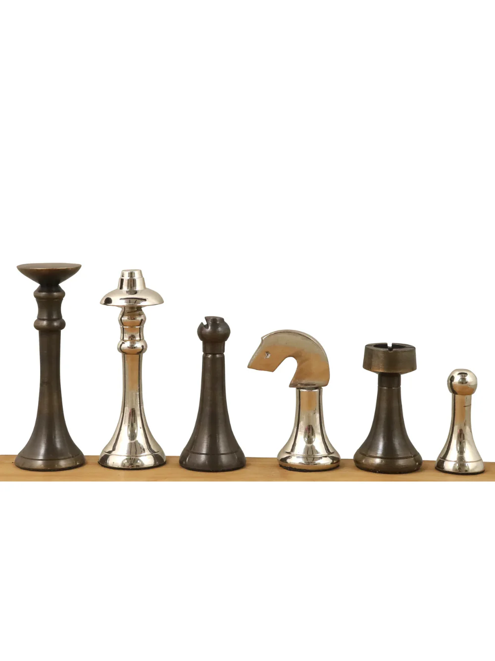 3.9" Brass Contemporary Tower Chess Pieces & 15" Ebony Board Chess Set - Image 4