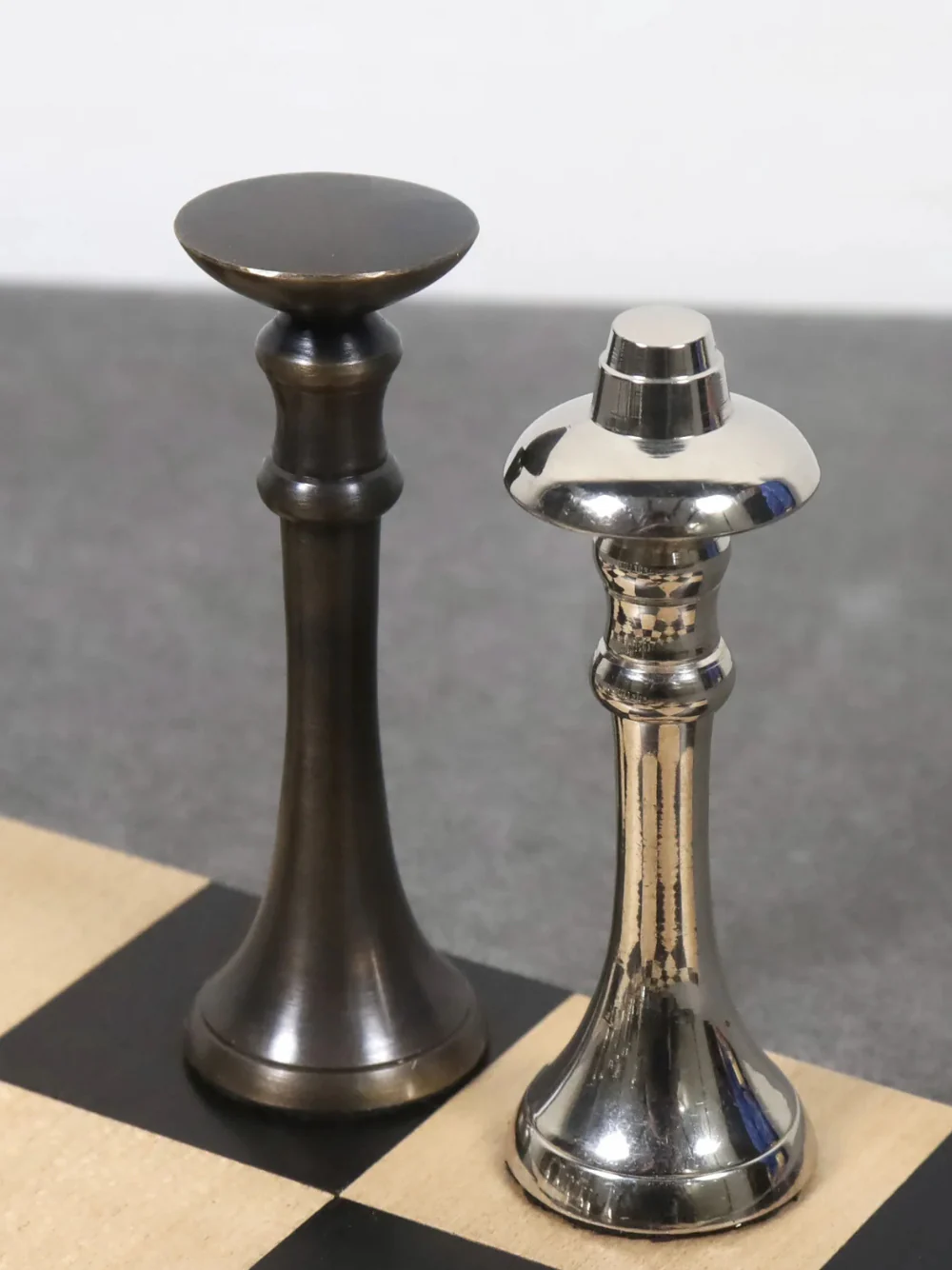 3.9" Brass Contemporary Tower Chess Pieces & 15" Ebony Board Chess Set - Image 7