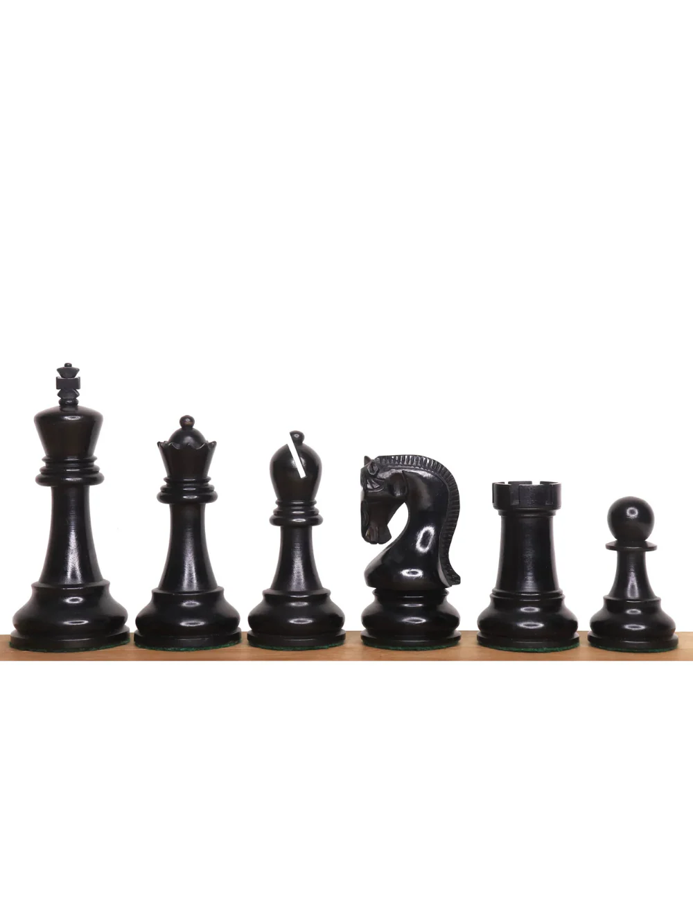 4" Leningrad Staunton Chess Pieces - Ebonised Boxwood - Image 2